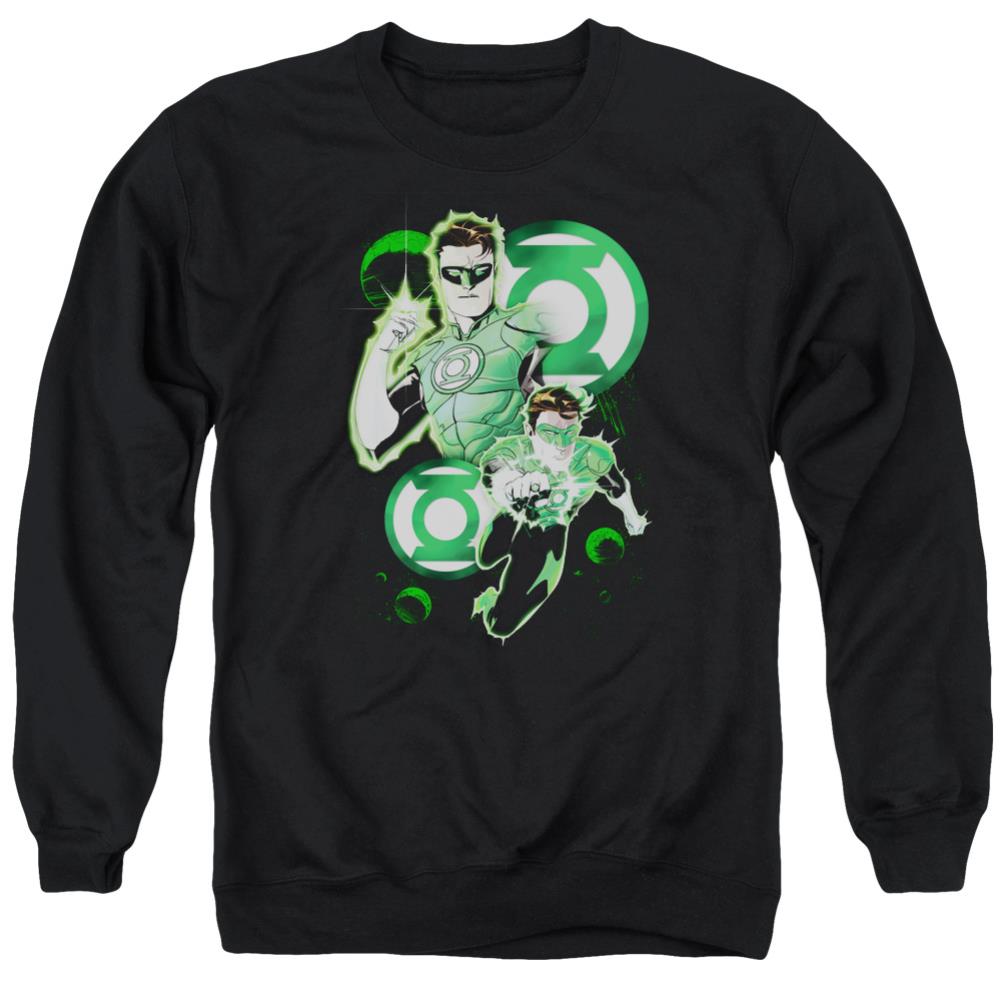 Justice League Of America GL In Action Men's Crewneck 50 50 Poly Long-Sleeve T-Shirt