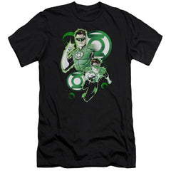 Justice League Of America GL In Action Men's Ultra-Soft 30/1 Cotton Slim Short-Sleeve T-Shirt