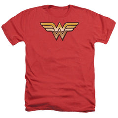 Justice League Of America Golden Men's 30/1 Heather 60 40 Poly Short-Sleeve T-Shirt