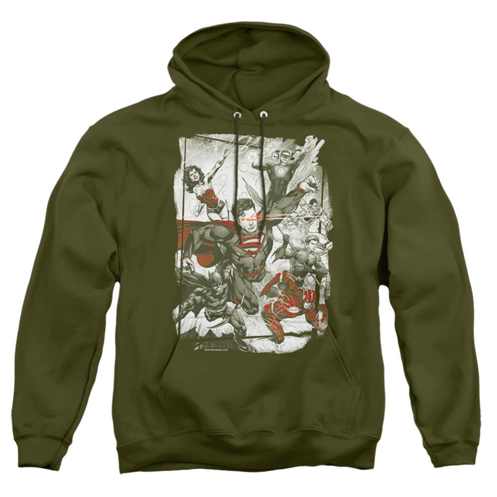 Justice League Of America Green And Red Men's Pull-Over 75 25 Poly Hoodie