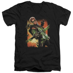 Justice League Of America Green Arrow #1 Men's 30/1 Cotton Slim V-Neck T-Shirt