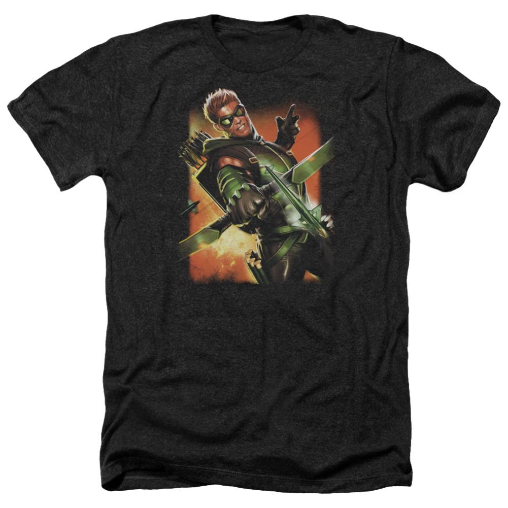 Justice League Of America Green Arrow #1 Men's 30/1 Heather 60 40 Poly Short-Sleeve T-Shirt