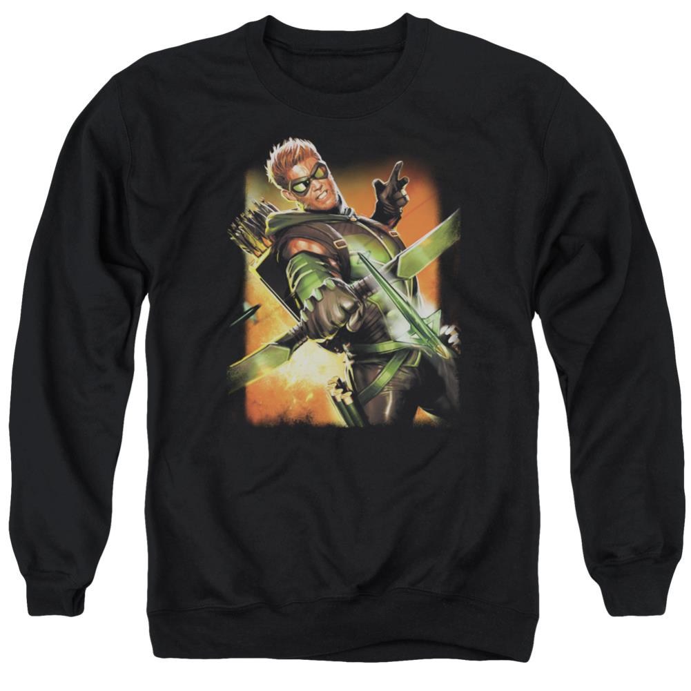 Justice League Of America Green Arrow #1 Men's Crewneck 50 50 Poly Long-Sleeve T-Shirt