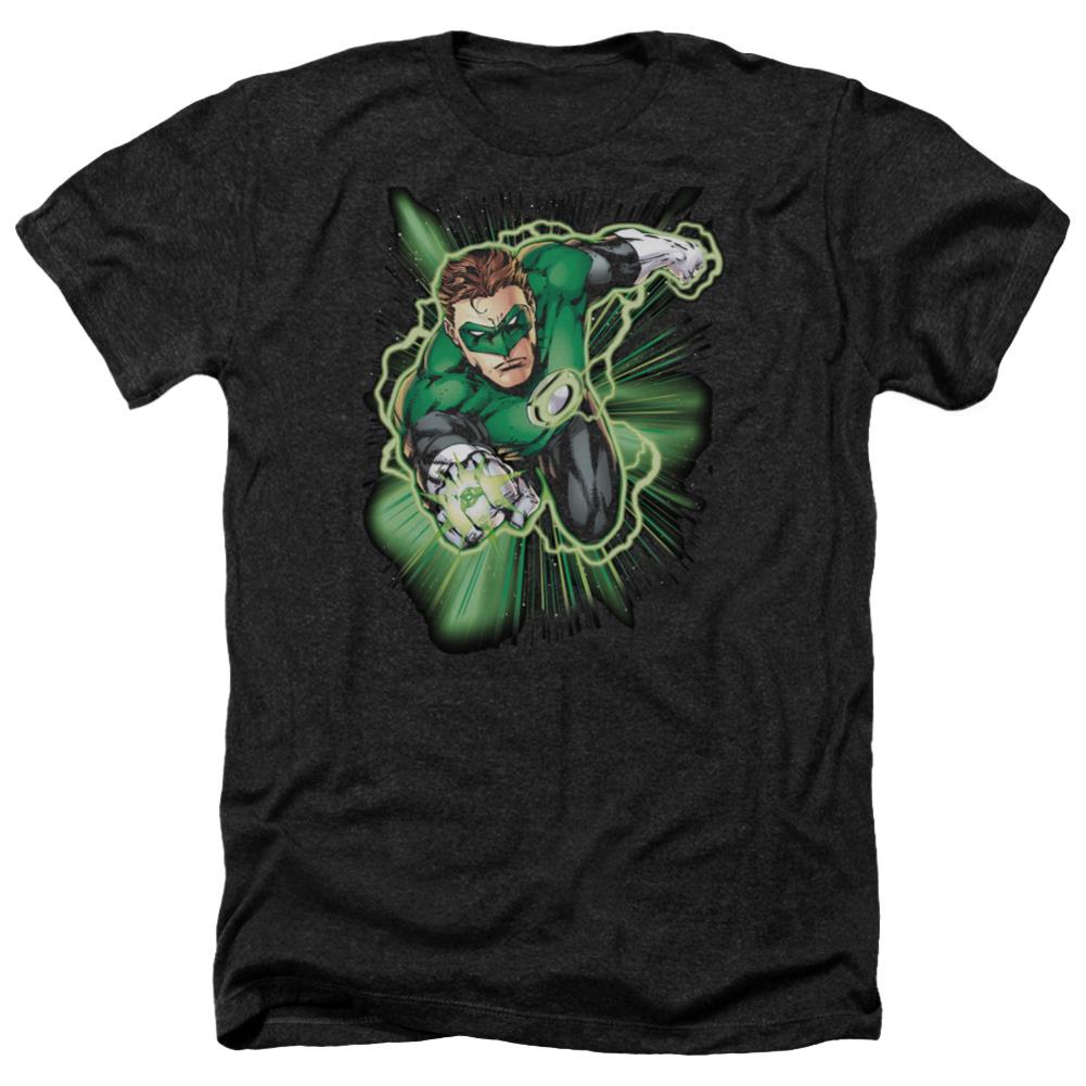 Justice League Of America Green Lantern Energy Men's 30/1 Heather 60 40 Poly Short-Sleeve T-Shirt
