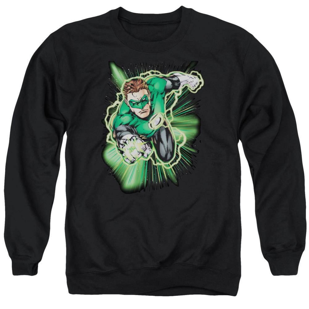 Justice League Of America Green Lantern Energy Men's Crewneck 50 50 Poly Long-Sleeve T-Shirt