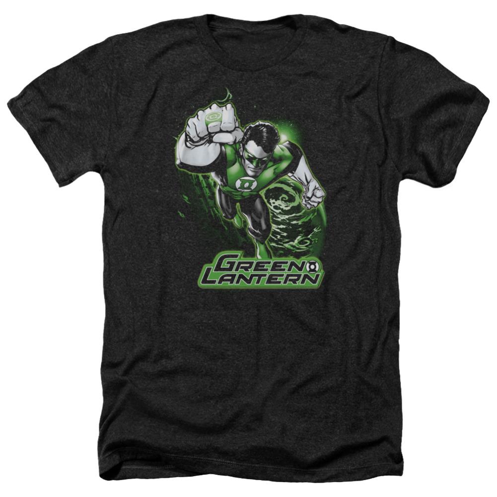 Justice League Of America Green Lantern Green And Gray Men's 30/1 Heather 60 40 Poly Short-Sleeve T-Shirt
