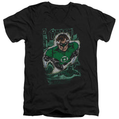 Justice League Of America Green Lantern #1 Distress Men's 30/1 Cotton Slim V-Neck T-Shirt