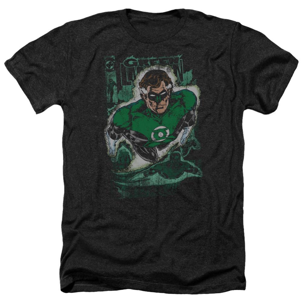 Justice League Of America Green Lantern #1 Distress Men's 30/1 Heather 60 40 Poly Short-Sleeve T-Shirt