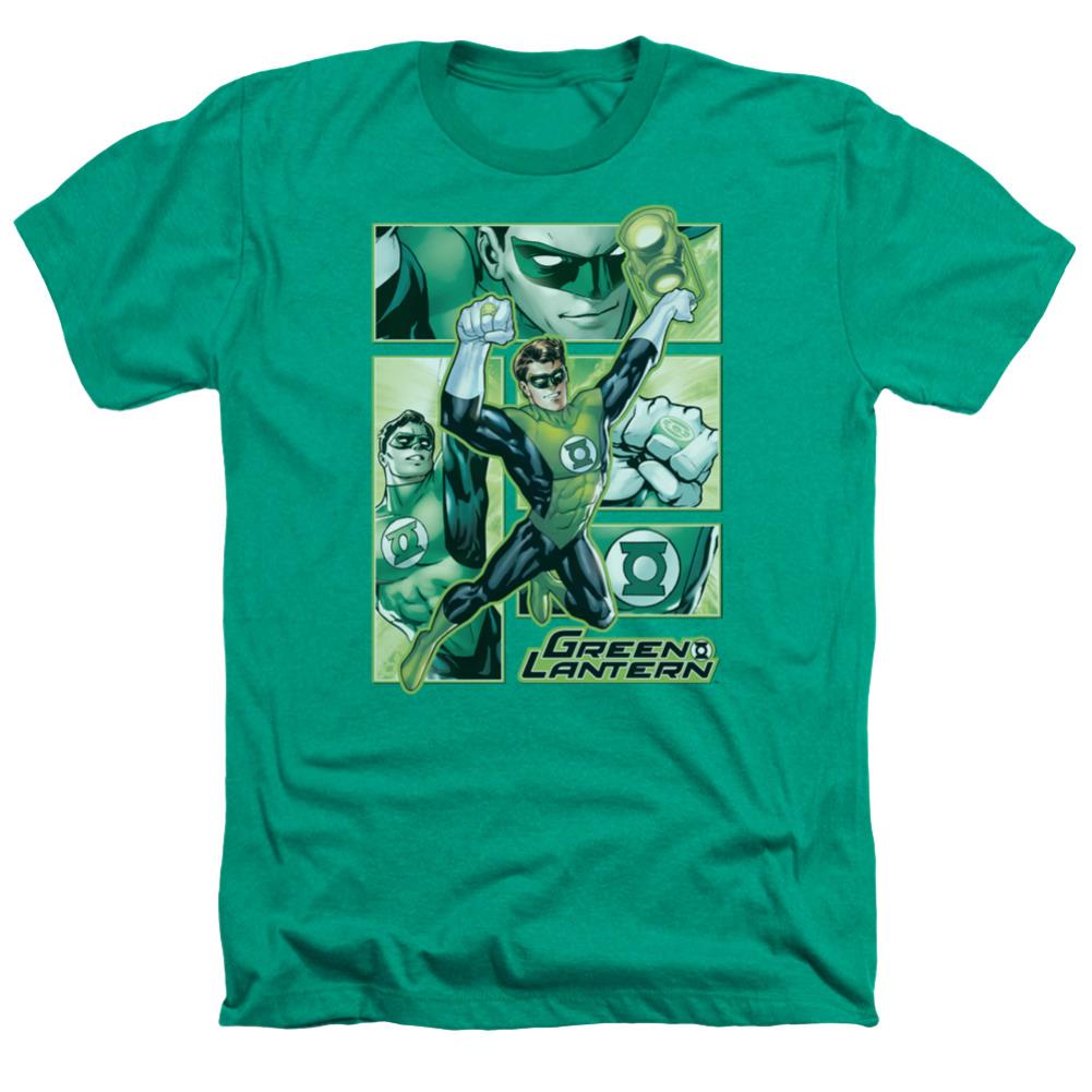 Justice League Of America Green Lantern Panels Men's 30/1 Heather 60 40 Poly Short-Sleeve T-Shirt