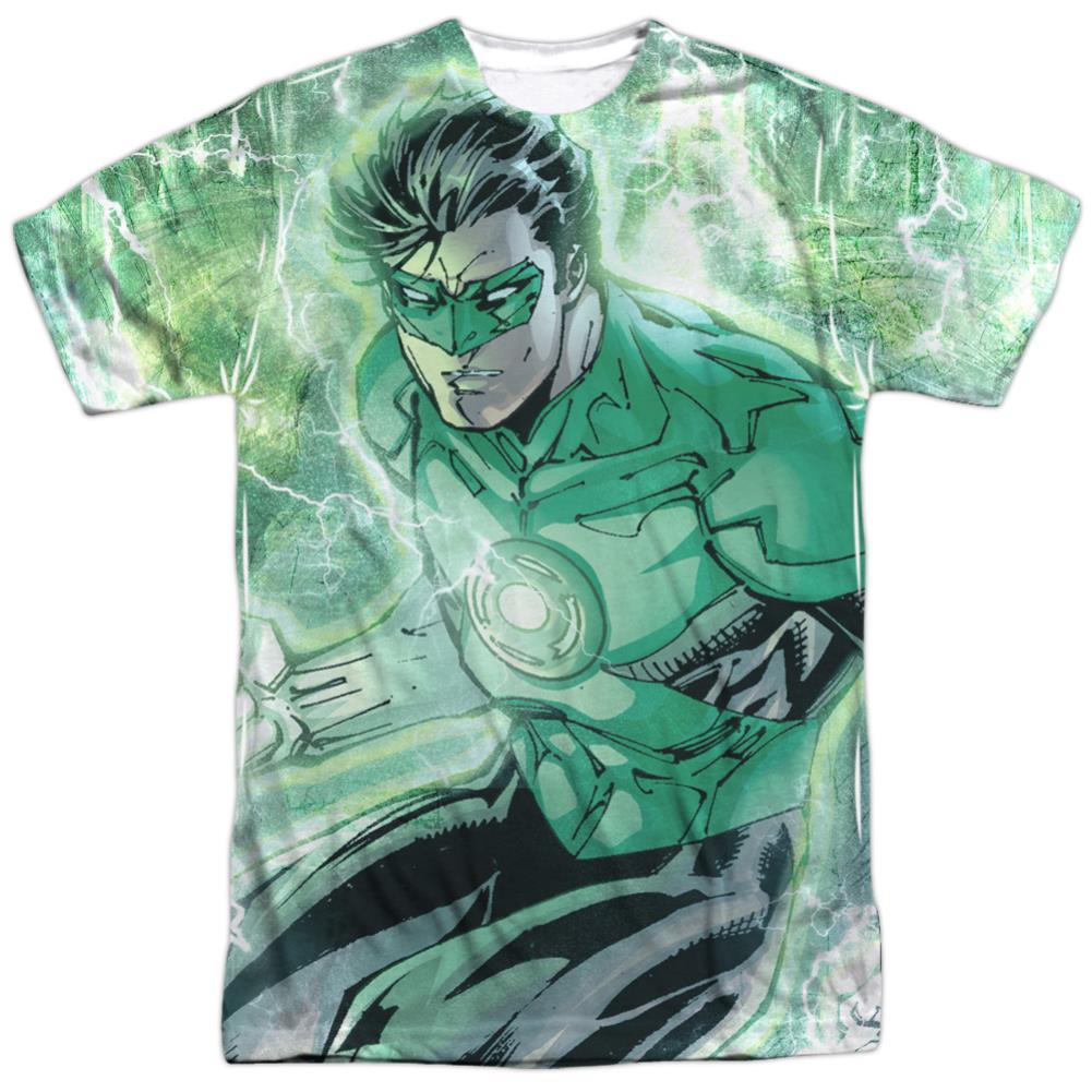 Justice League Of America Green Lightning Men's Regular Fit Polyester Short-Sleeve T-Shirt