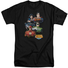 Justice League Of America Group Portrait Men's 18/1 Tall Cotton Short-Sleeve T-Shirt