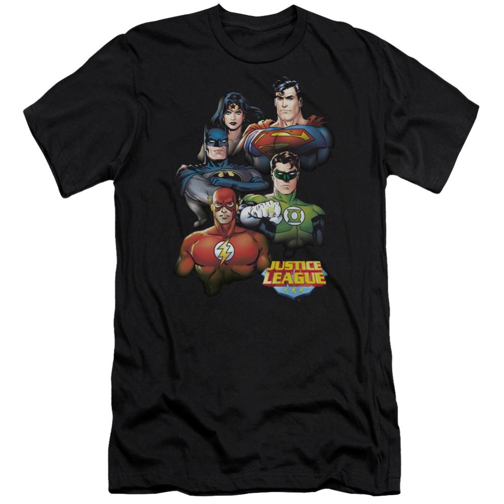 Justice League Of America Group Portrait Men's Ultra-Soft 30/1 Cotton Slim Short-Sleeve T-Shirt