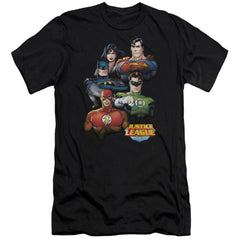 Justice League Of America Group Portrait Men's Ultra-Soft 30/1 Cotton Slim Short-Sleeve T-Shirt