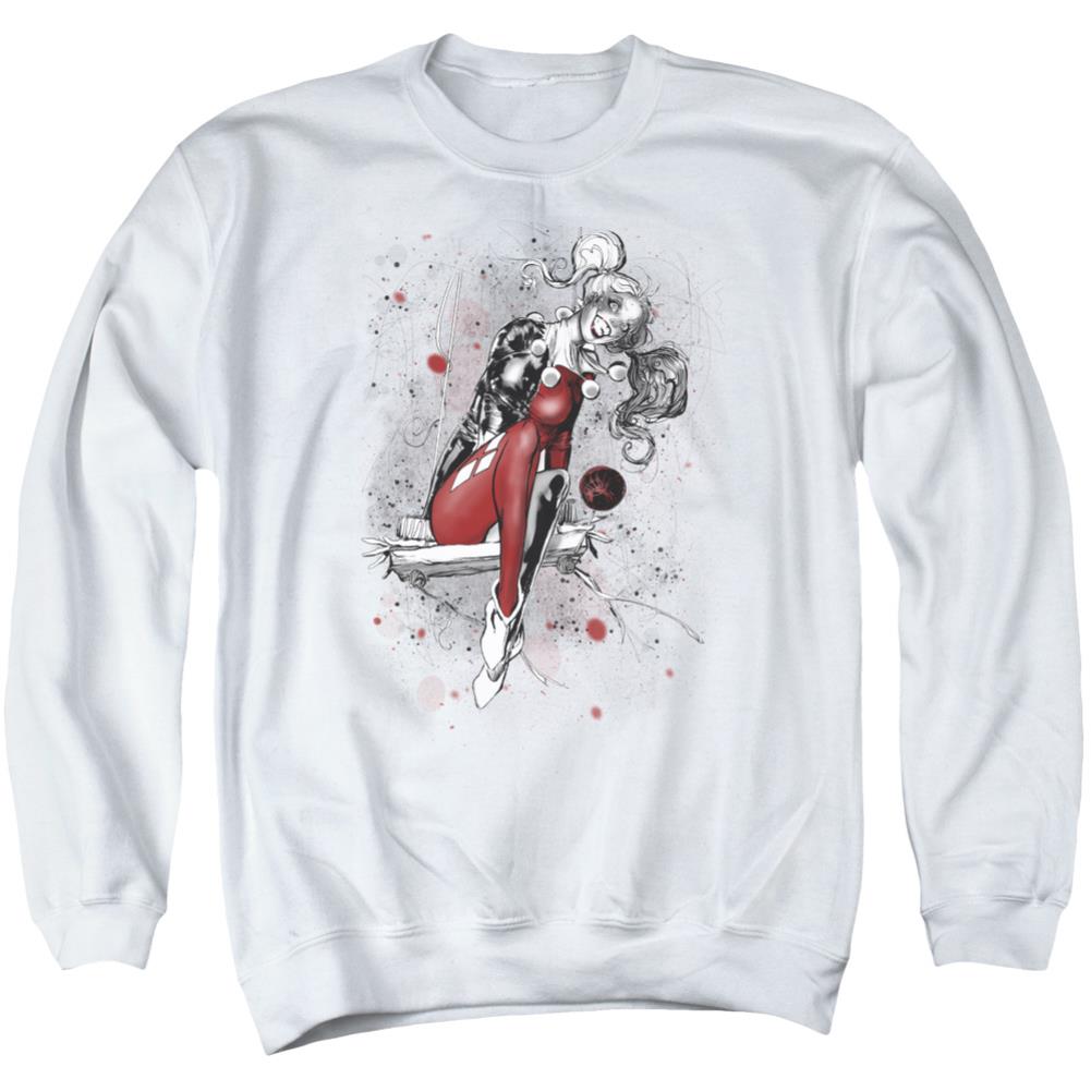 Justice League Of America Harley Sketch Men's Crewneck 50 50 Poly Long-Sleeve T-Shirt