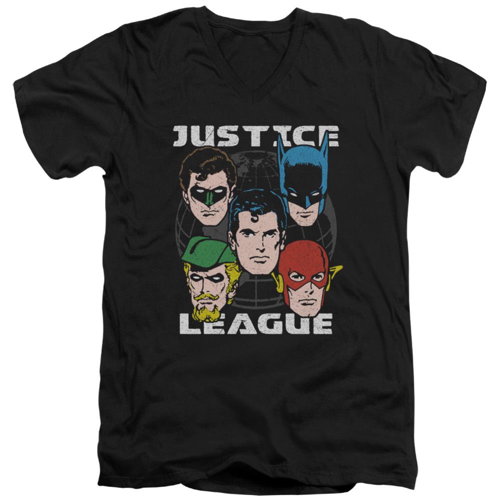 Justice League Of America Head Of States Men's 30/1 Cotton Slim V-Neck T-Shirt