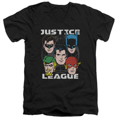 Justice League Of America Head Of States Men's 30/1 Cotton Slim V-Neck T-Shirt