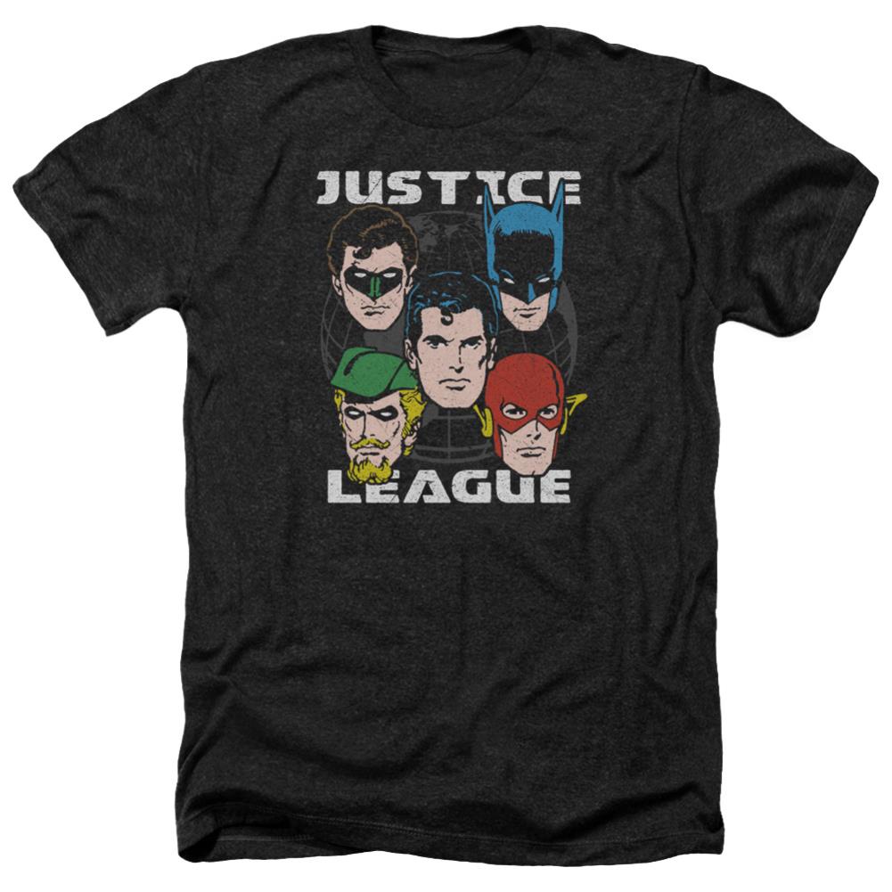 Justice League Of America Head Of States Men's 30/1 Heather 60 40 Poly Short-Sleeve T-Shirt