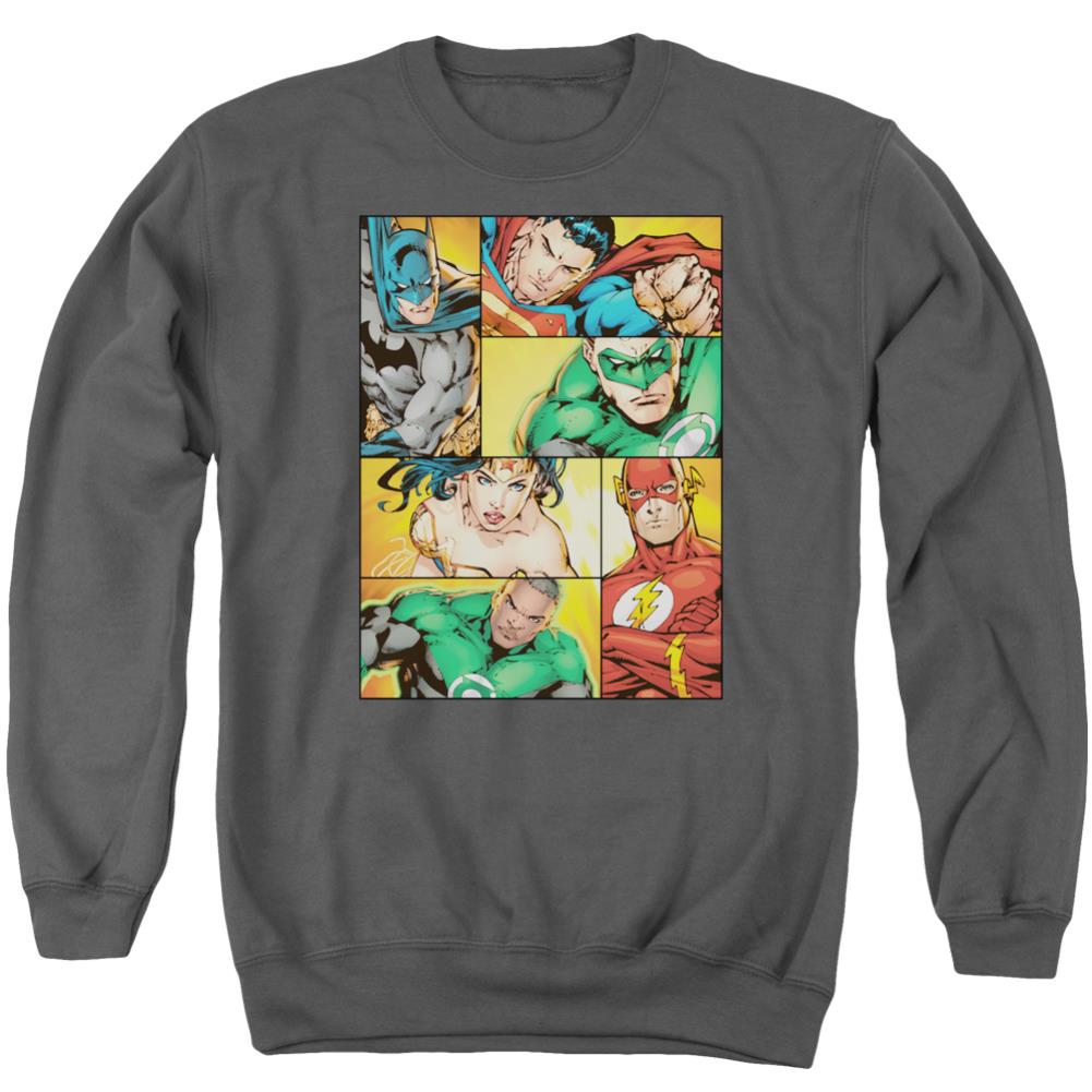 Justice League Of America Hero Boxes Men's Crewneck 50 50 Poly Long-Sleeve T-Shirt