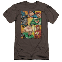 Justice League Of America Hero Boxes Men's Ultra-Soft 30/1 Cotton Slim Short-Sleeve T-Shirt