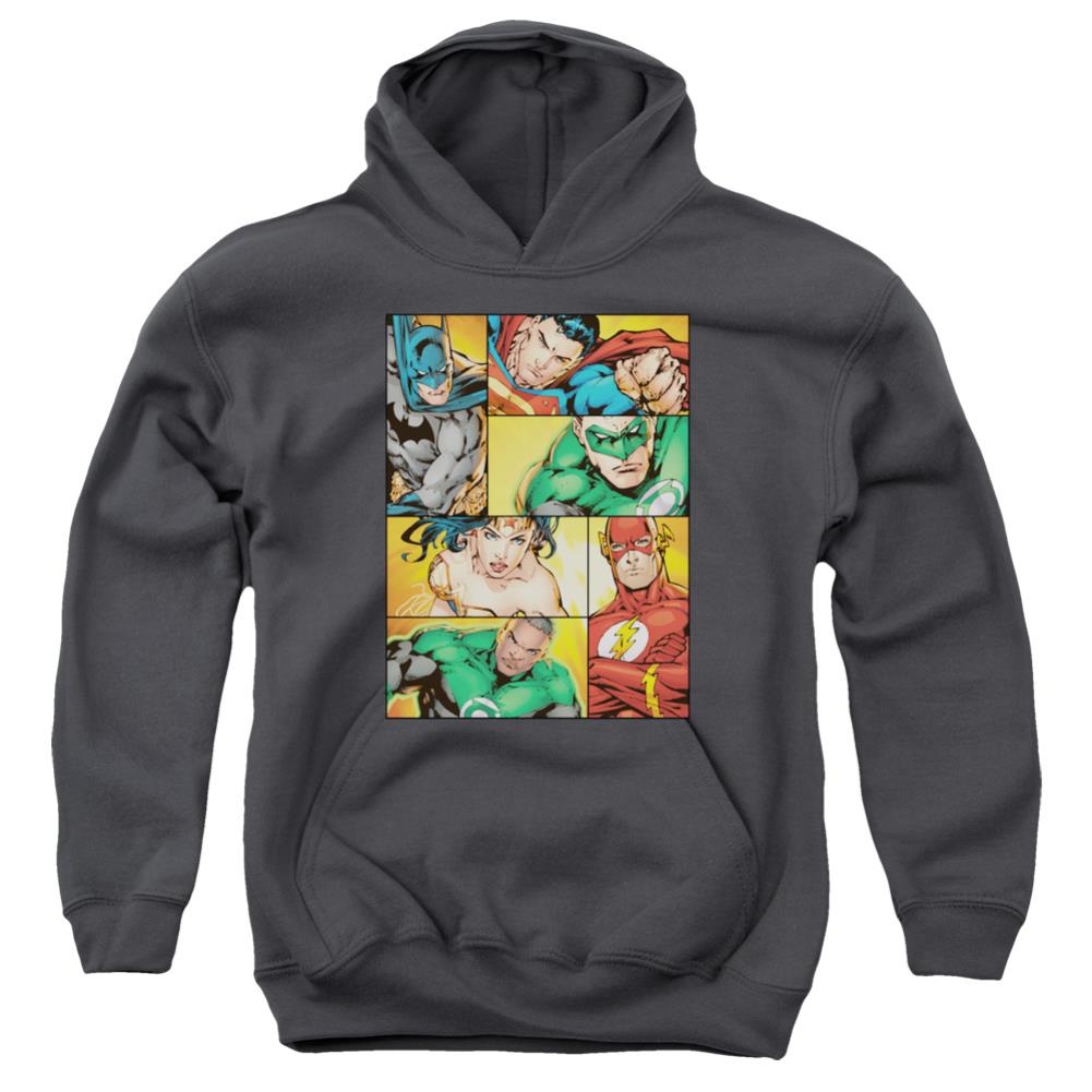 Justice League Of America Hero Boxes Youth Cotton Poly Pull-Over Hoodie