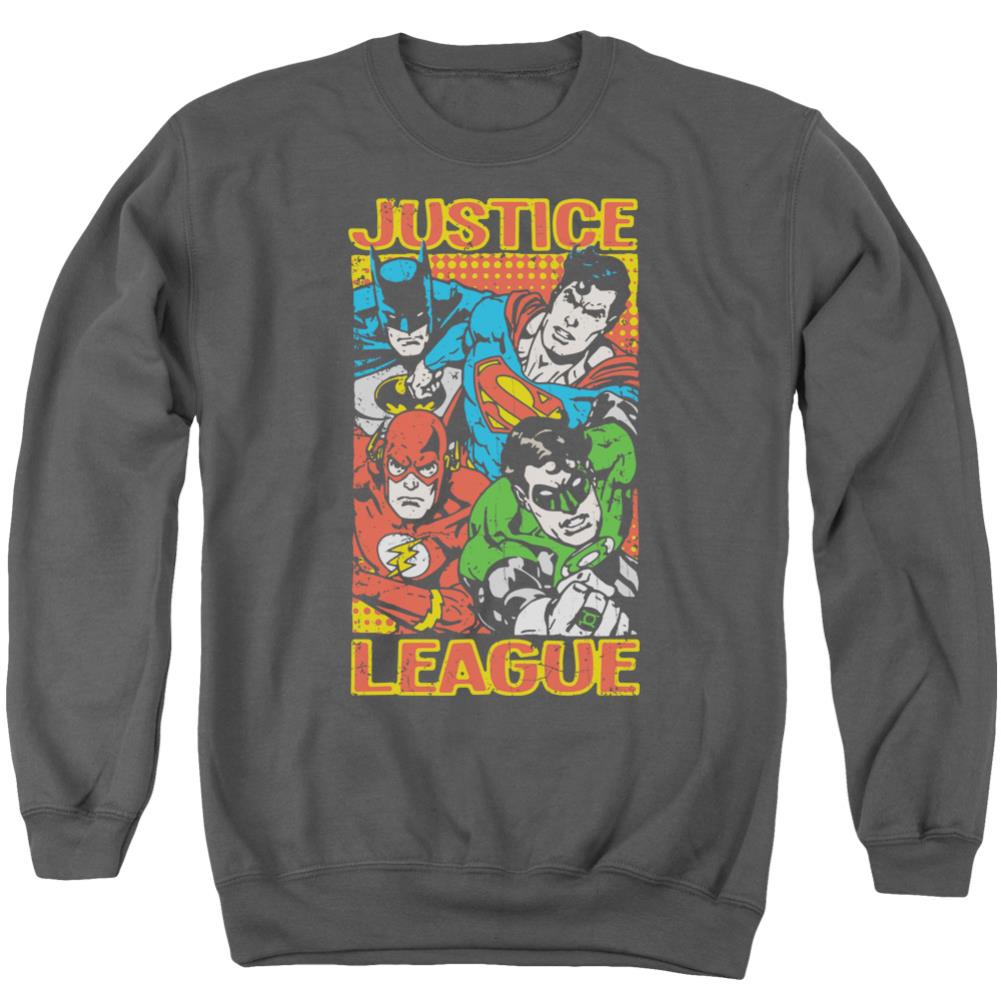 Justice League Of America Hero Mashup Men's Crewneck 50 50 Poly Long-Sleeve T-Shirt