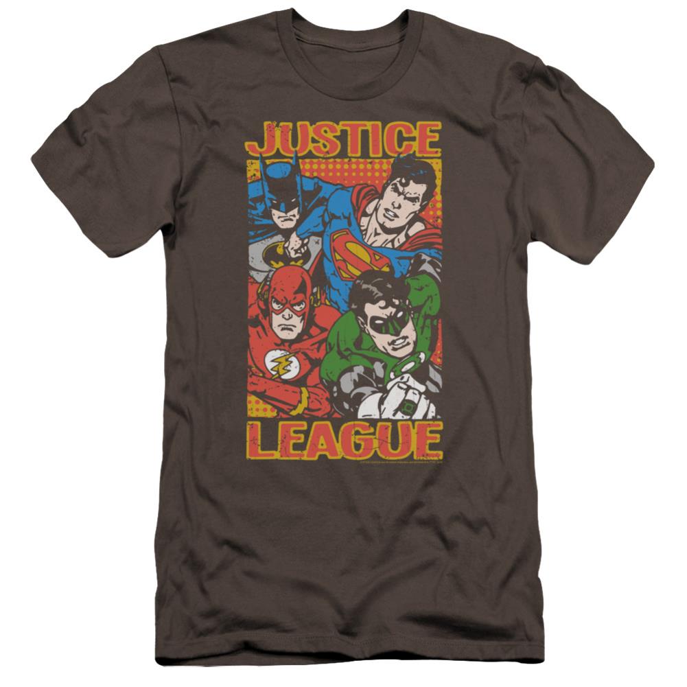 Justice League Of America Hero Mashup Men's Ultra-Soft 30/1 Cotton Slim Short-Sleeve T-Shirt