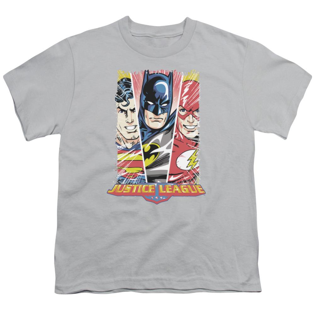 Justice League Of America Hero Triptych Youth 18/1 100% Cotton Short-Sleeve T-Shirt