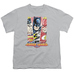 Justice League Of America Hero Triptych Youth 18/1 100% Cotton Short-Sleeve T-Shirt
