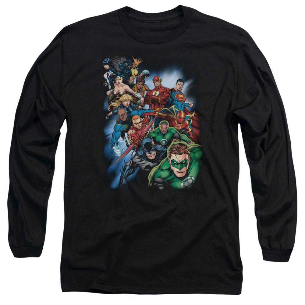 Justice League Of America Heroes Unite Men's 18/1 Cotton Long-Sleeve T-Shirt