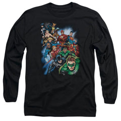 Justice League Of America Heroes Unite Men's 18/1 Cotton Long-Sleeve T-Shirt