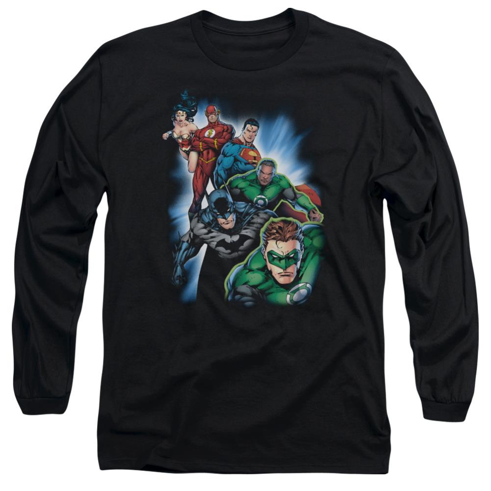 Justice League Of America Heroes Unite Men's 18/1 Cotton Long-Sleeve T-Shirt
