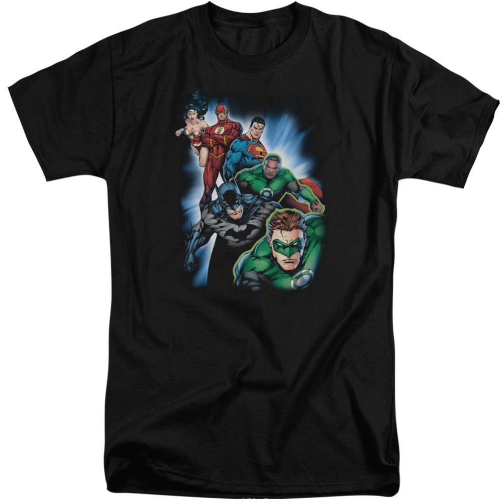 Justice League Of America Heroes Unite Men's 18/1 Tall Cotton Short-Sleeve T-Shirt