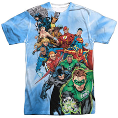Justice League Of America Heroes Unite Men's Regular Fit Polyester Short-Sleeve T-Shirt