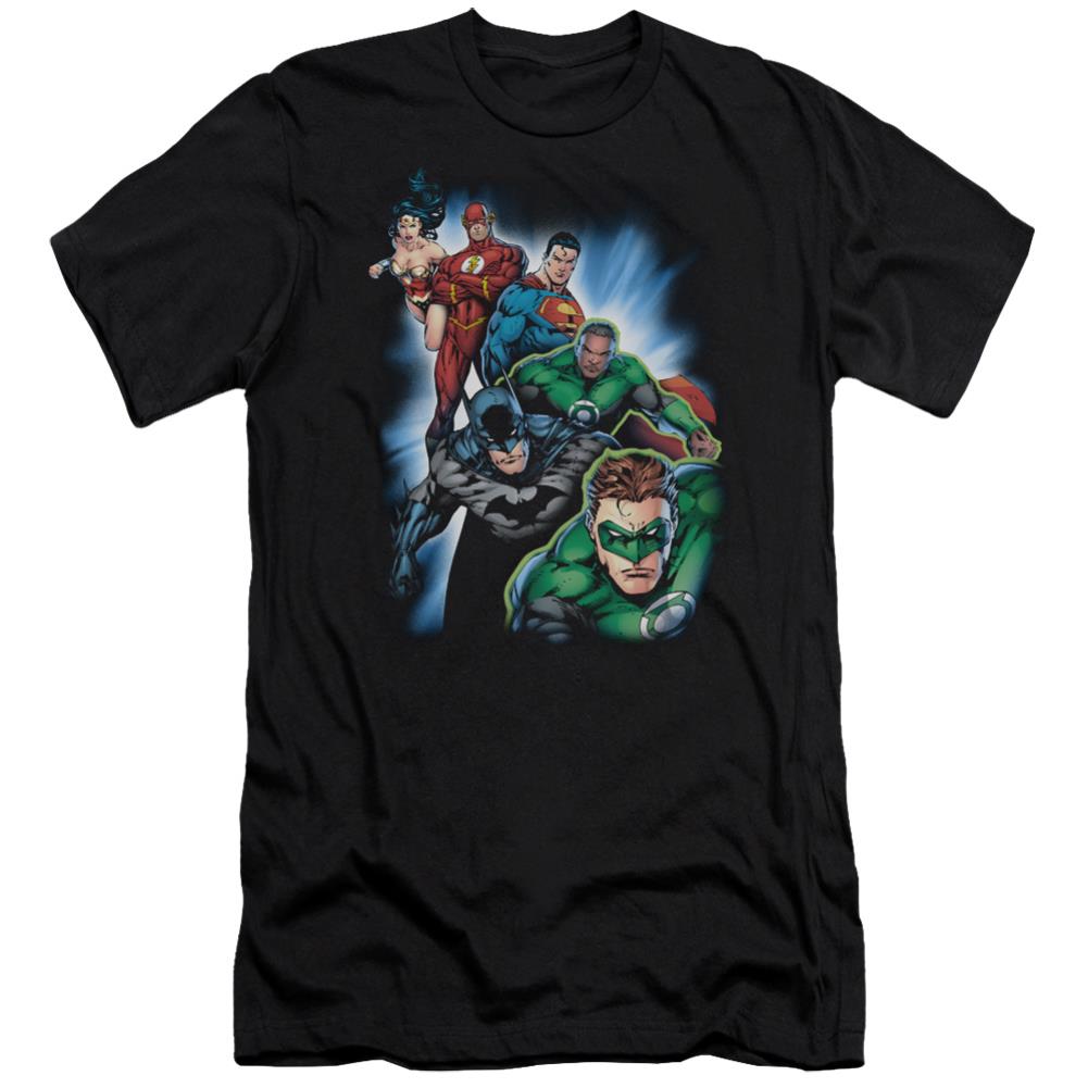 Justice League Of America Heroes Unite Men's Ultra-Soft 30/1 Cotton Slim Short-Sleeve T-Shirt