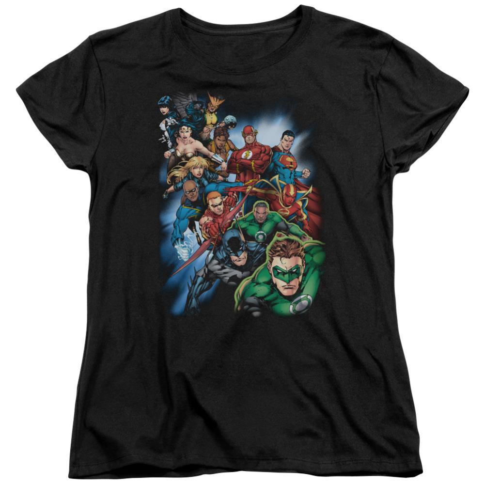 Justice League Of America Heroes Unite Women's 18/1 Cotton Short-Sleeve T-Shirt