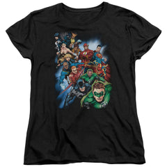 Justice League Of America Heroes Unite Women's 18/1 Cotton Short-Sleeve T-Shirt