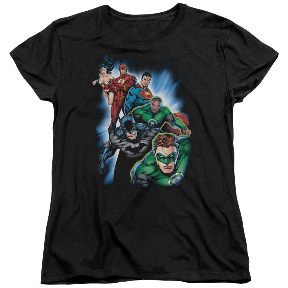 Justice League Of America Heroes Unite Women's 18/1 Cotton Short-Sleeve T-Shirt