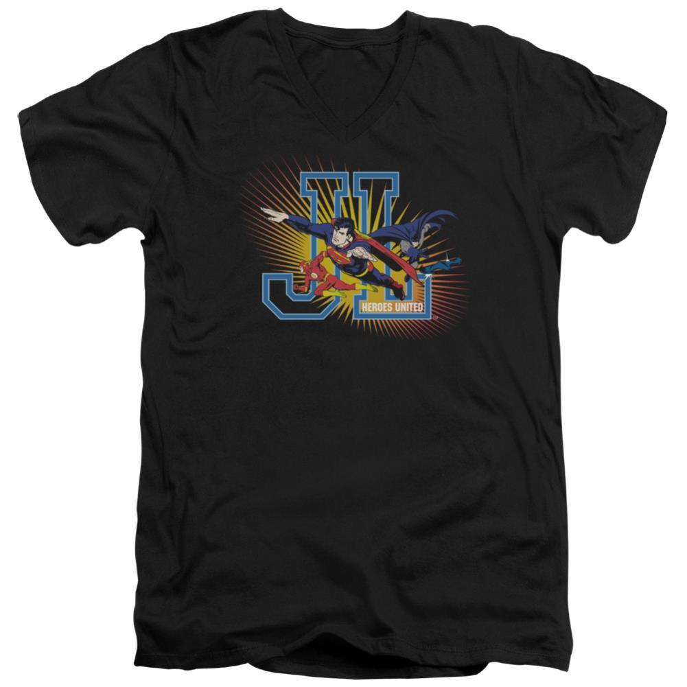 Justice League Of America Heroes United Men's 30/1 Cotton Slim V-Neck T-Shirt