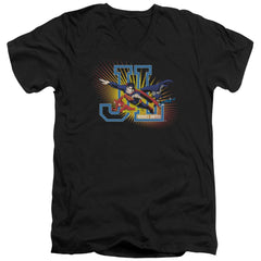 Justice League Of America Heroes United Men's 30/1 Cotton Slim V-Neck T-Shirt