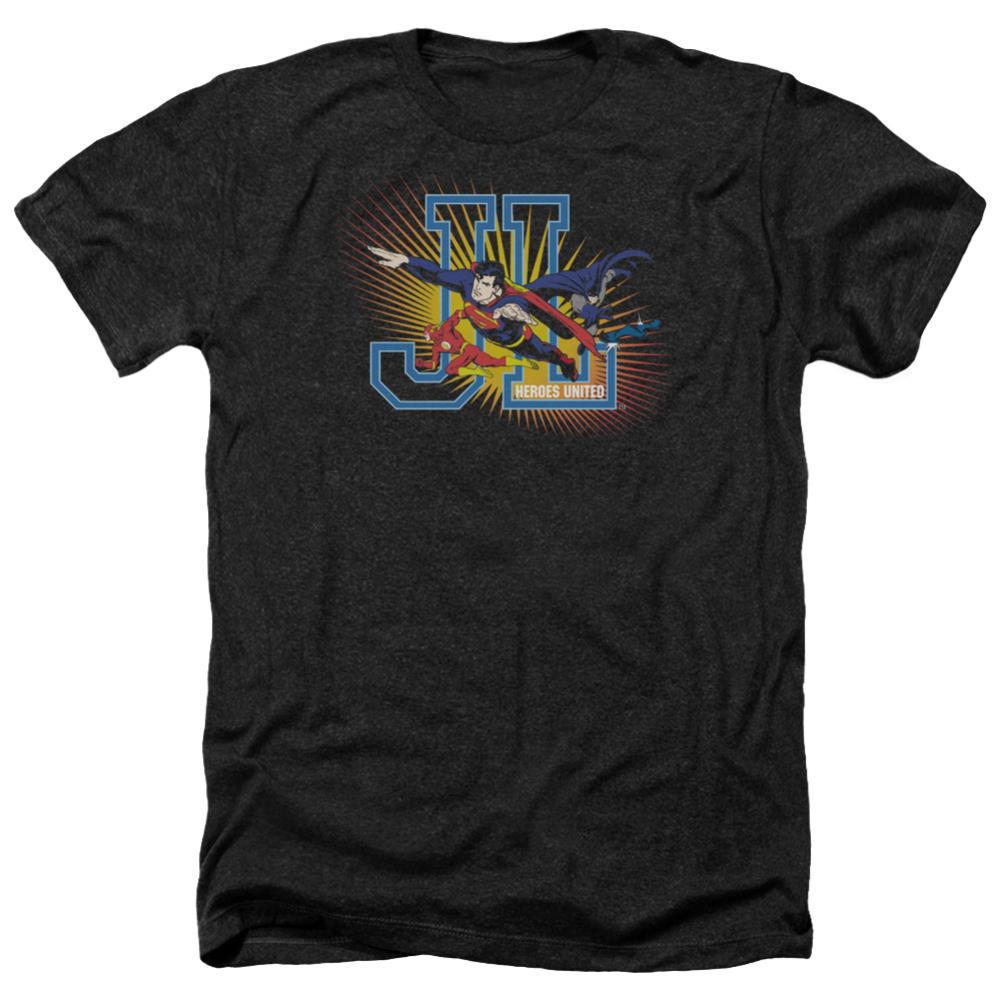 Justice League Of America Heroes United Men's 30/1 Heather 60 40 Poly Short-Sleeve T-Shirt