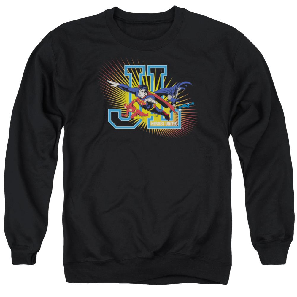 Justice League Of America Heroes United Men's Crewneck 50 50 Poly Long-Sleeve T-Shirt