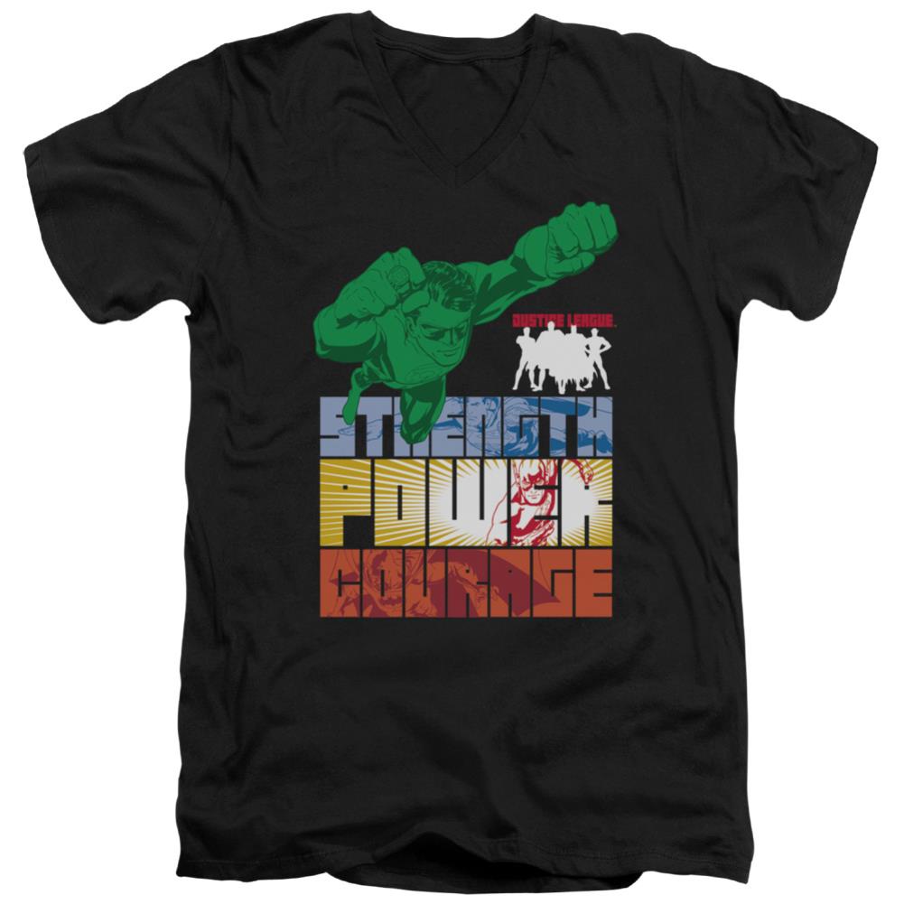 Justice League Of America Heroic Qualities Men's 30/1 Cotton Slim V-Neck T-Shirt