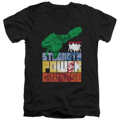 Justice League Of America Heroic Qualities Men's 30/1 Cotton Slim V-Neck T-Shirt