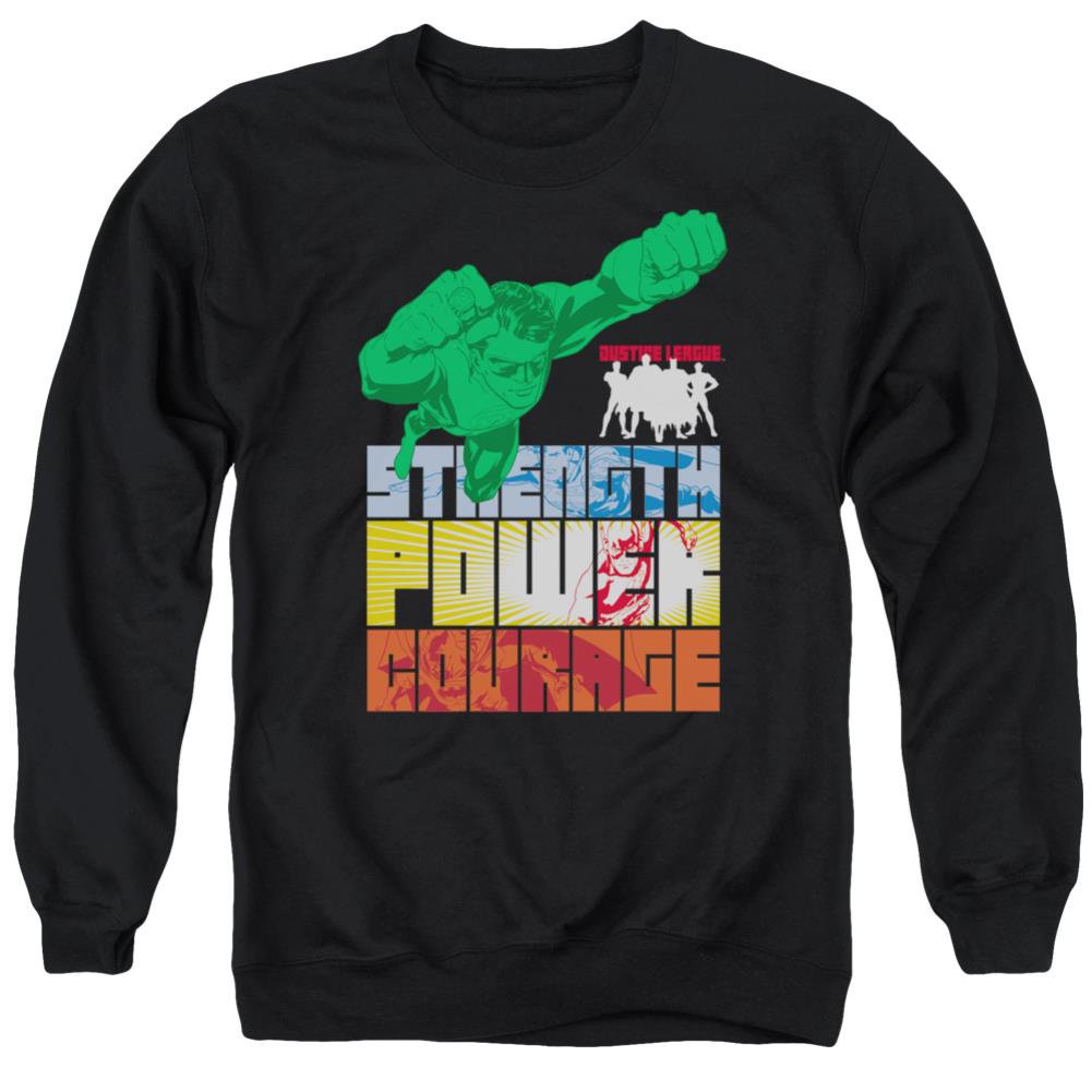 Justice League Of America Heroic Qualities Men's Crewneck 50 50 Poly Long-Sleeve T-Shirt