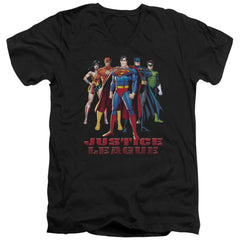 Justice League Of America In League Men's 30/1 Cotton Slim V-Neck T-Shirt