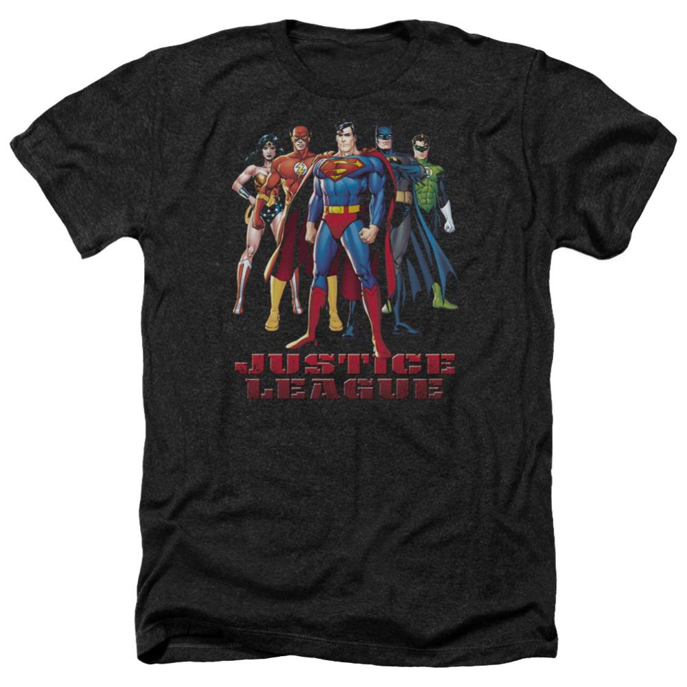 Justice League Of America In League Men's 30/1 Heather 60 40 Poly Short-Sleeve T-Shirt