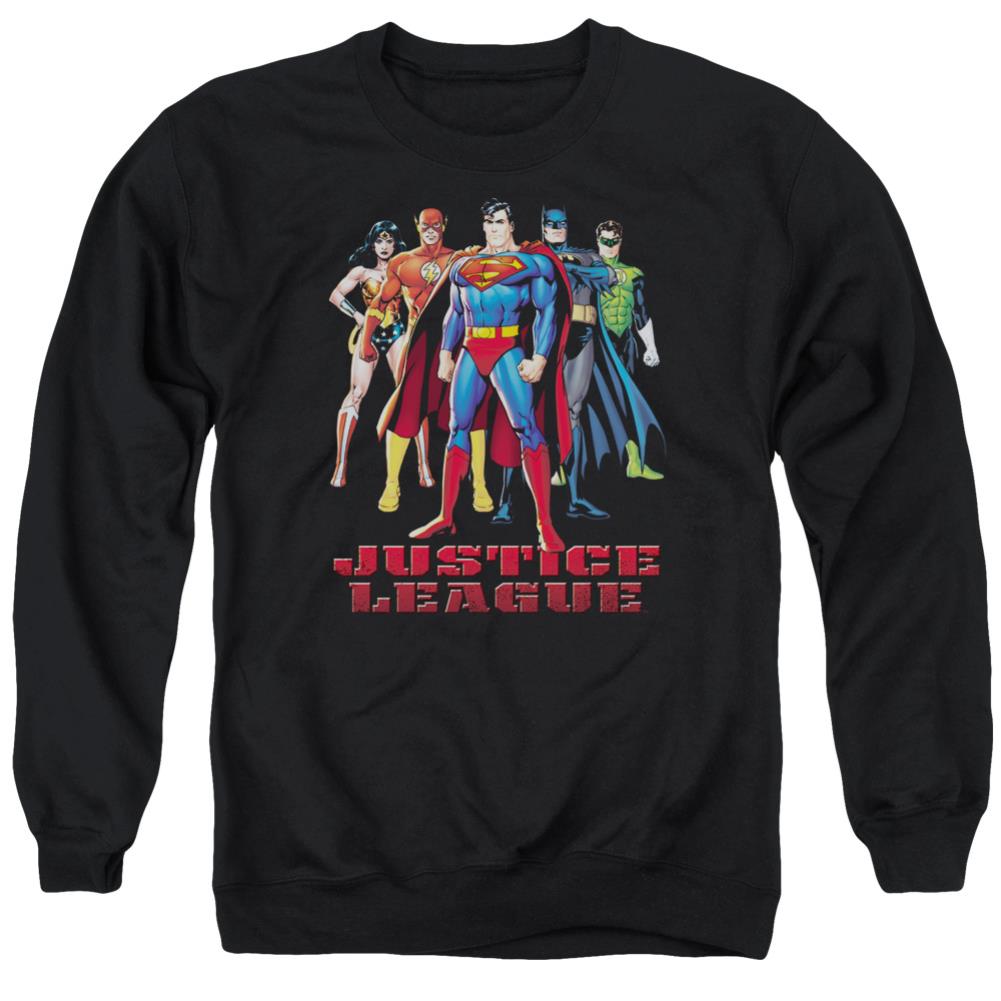 Justice League Of America In League Men's Crewneck 50 50 Poly Long-Sleeve T-Shirt