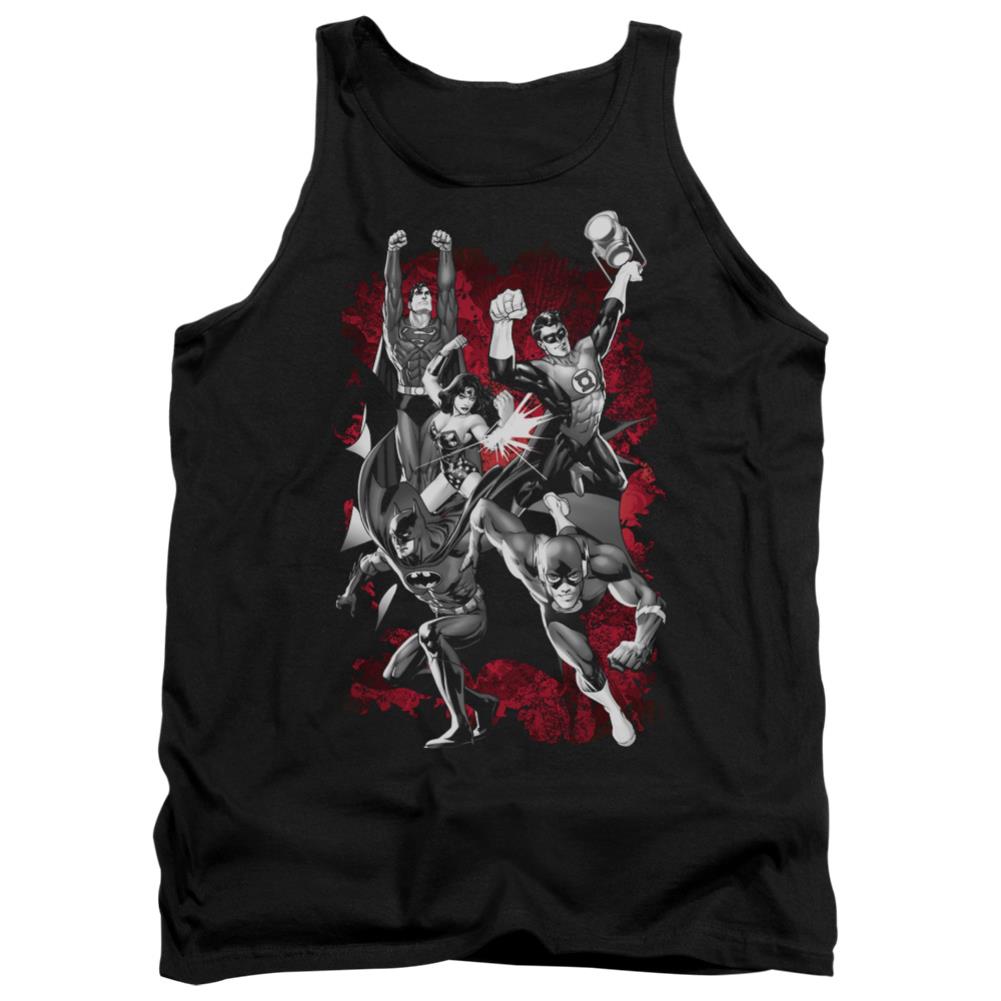 Justice League Of America JLA Explosion Men's 18/1 Cotton Tank Top