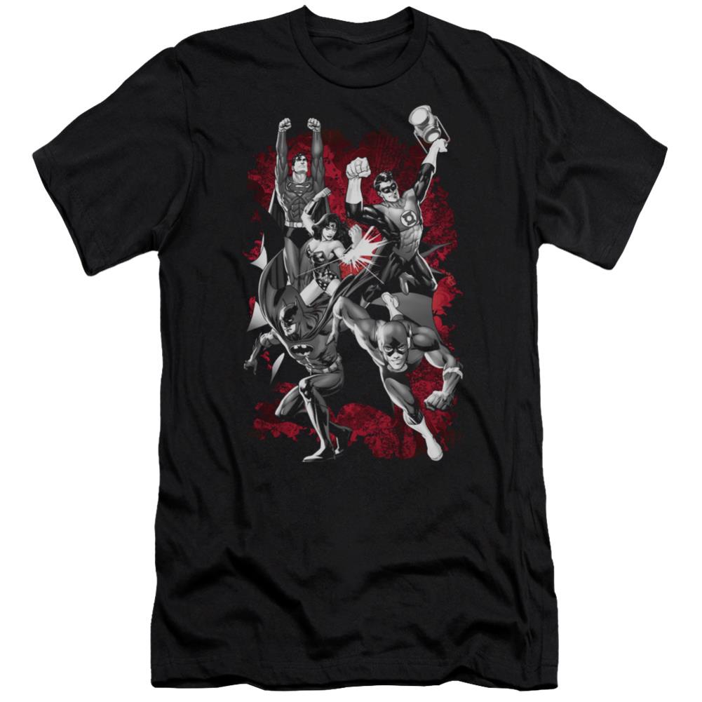 Justice League Of America JLA Explosion Men's Ultra-Soft 30/1 Cotton Slim Short-Sleeve T-Shirt