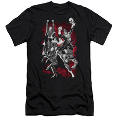 Justice League Of America JLA Explosion Men's Ultra-Soft 30/1 Cotton Slim Short-Sleeve T-Shirt